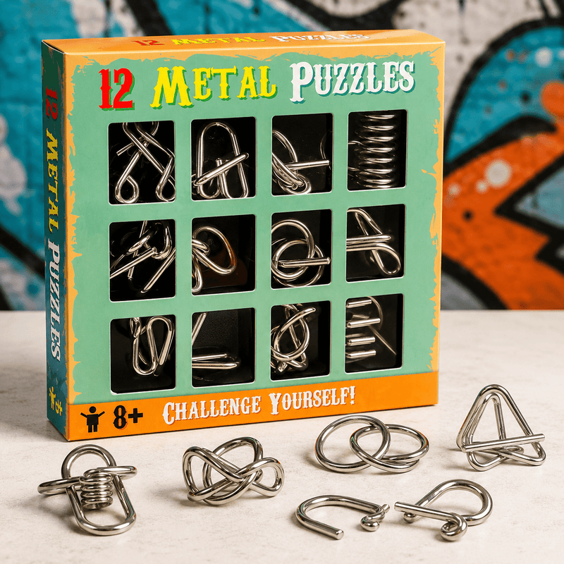 12 Metal Brain Teaser Puzzles | Logic Puzzle - Boxful Events