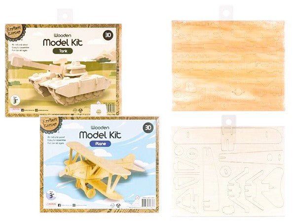 3D Wooden Model Kit – Plane or Tank | Easy to Assemble Craft for Kids & Adults - Boxful Events
