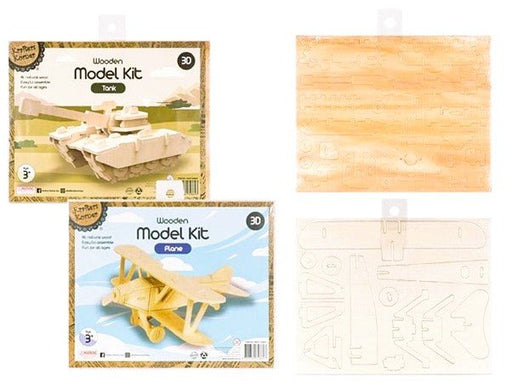 3D Wooden Model Kit – Plane or Tank | Easy to Assemble Craft for Kids & Adults - Boxful Events