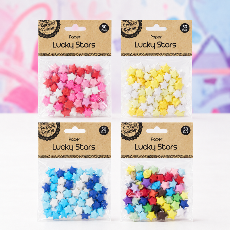 Colourful Paper Lucky Stars for Crafts | 50 Pack