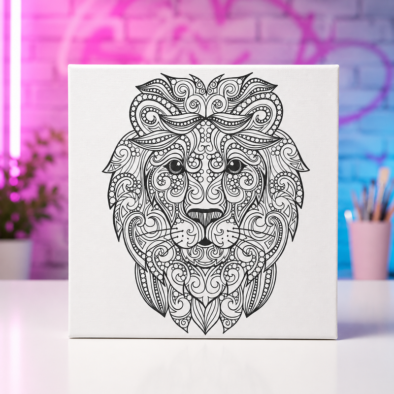 Pre-Printed Animal Canvas | 30 x 30cm | Lion or Meerkat
