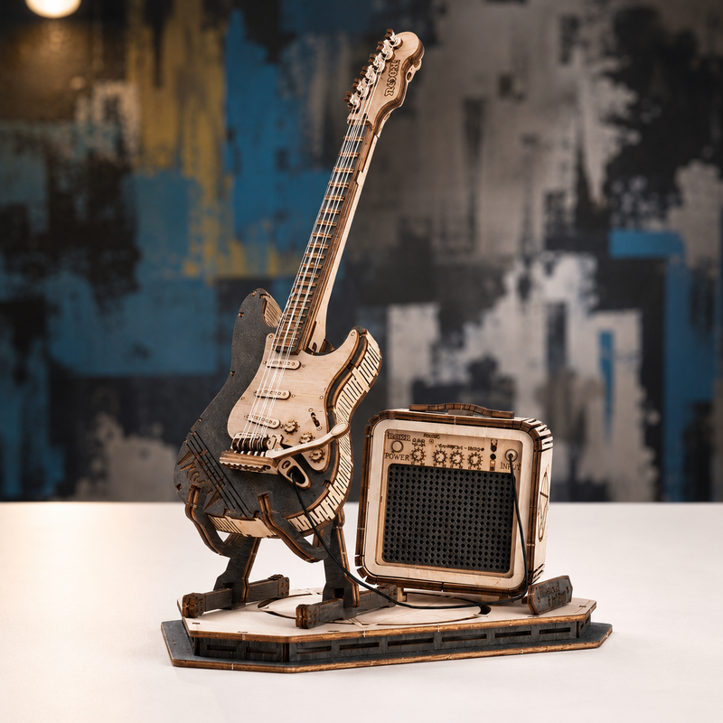 ROKR Electric Guitar 3D Wooden Puzzle Kit – 140 Pieces