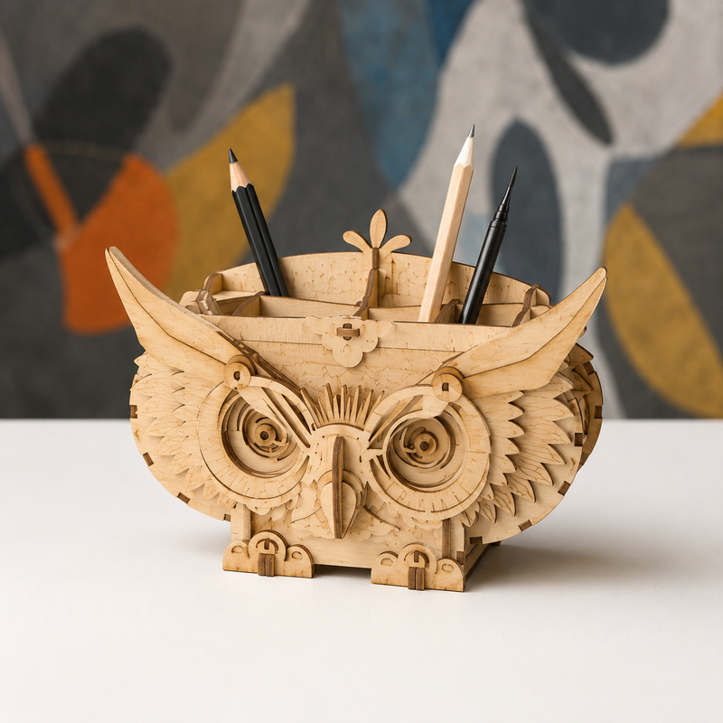 Owl Storage Box 3D Wooden Puzzle Kit