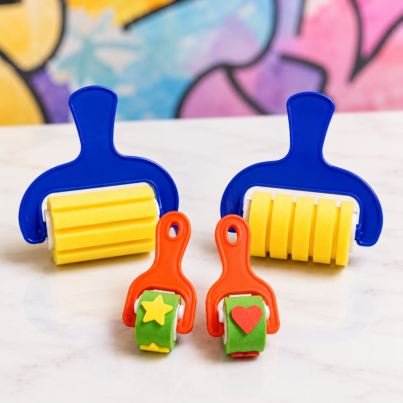 🎨 Fun Kids Roller Paint Brush | 4 Pack