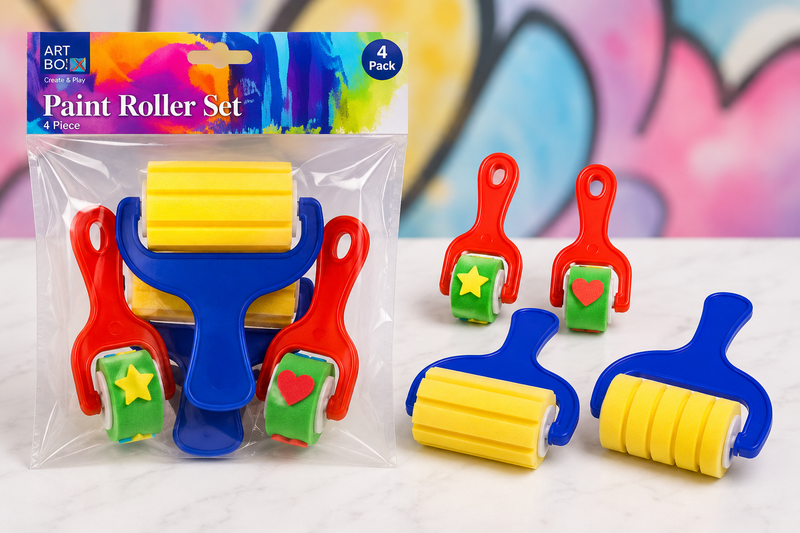 🎨 Fun Kids Roller Paint Brush | 4 Pack