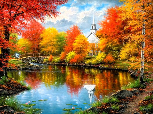 1,000-Piece Autumn Tranquility: extra large pieces