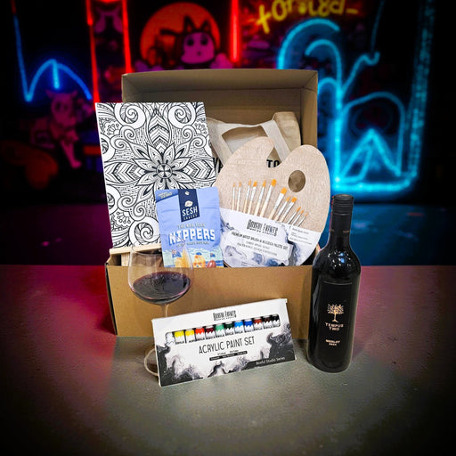 Christmas Paint & Sip Gift Box – Wine, Snacks & Printed Painting Kit | Boxful Events Australia - Boxful Events