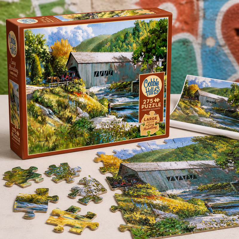 Cobble Hill Covered Bridge 275-Piece Puzzle – Large Pieces - Boxful Events