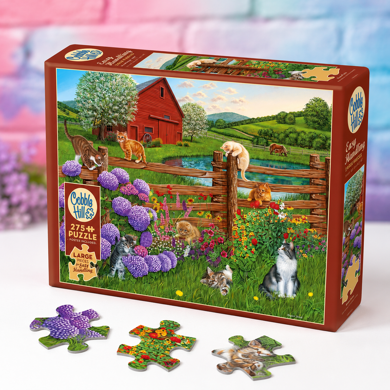 Cobble Hill Farm Cats 275-Piece Large Puzzle for Seniors - Boxful Events
