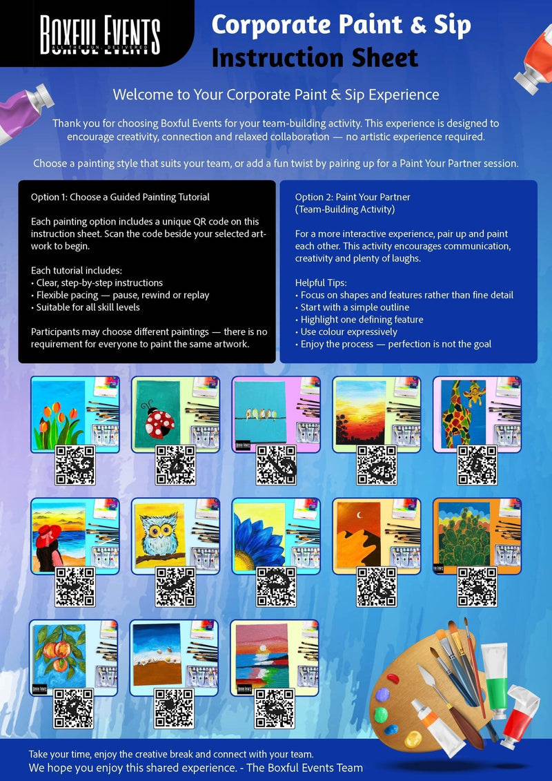 Corporate Paint & Sip Team Building Kit Australia | Creative Team Bonding Activity - Boxful Events
