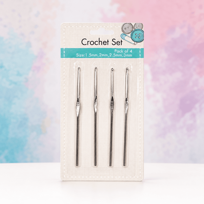 Fine Crochet Hook Set | 4 Metal Hooks, 1.5mm–3mm - Boxful Events