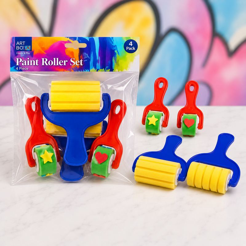 🎨 Fun Kids Roller Paint Brush | 4 Pack - Boxful Events