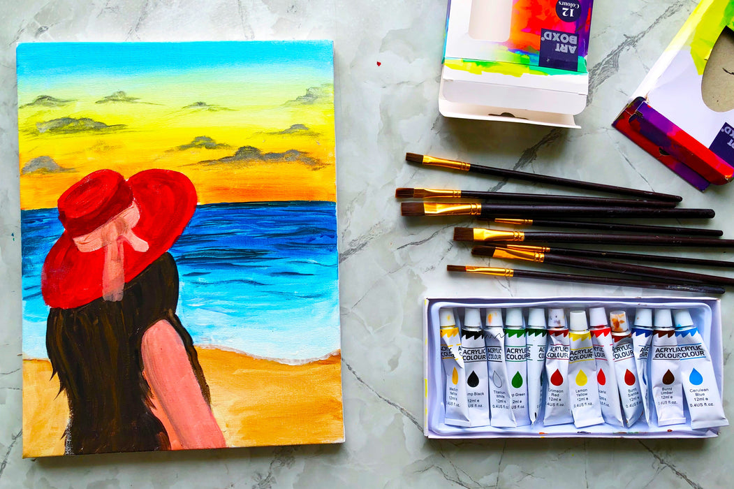 Painting Video Tutorial: step by step video tutorial to paint the girl on the beach