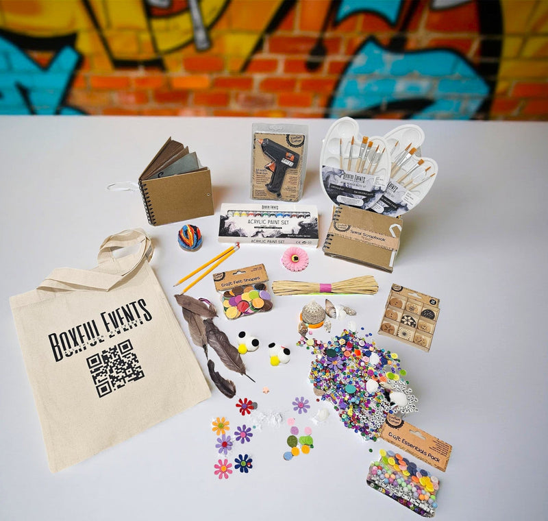 Kids Boredom Buster Craft & Painting Kit for 2 Kids – 13 Creative Projects (Ages 5–11) - Boxful Events