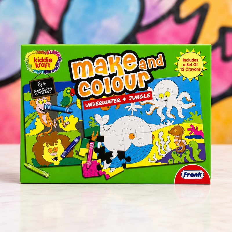 Kids Make & Colour Jigsaw Puzzle Kit | 2 Puzzles - Boxful Events