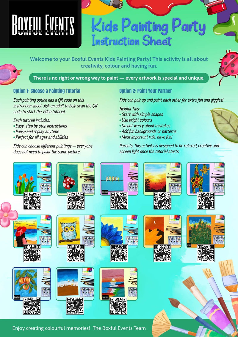 Kids Painting Party Kit | 13 Painting Tutorials | Perfect for Birthday Parties - Boxful Events