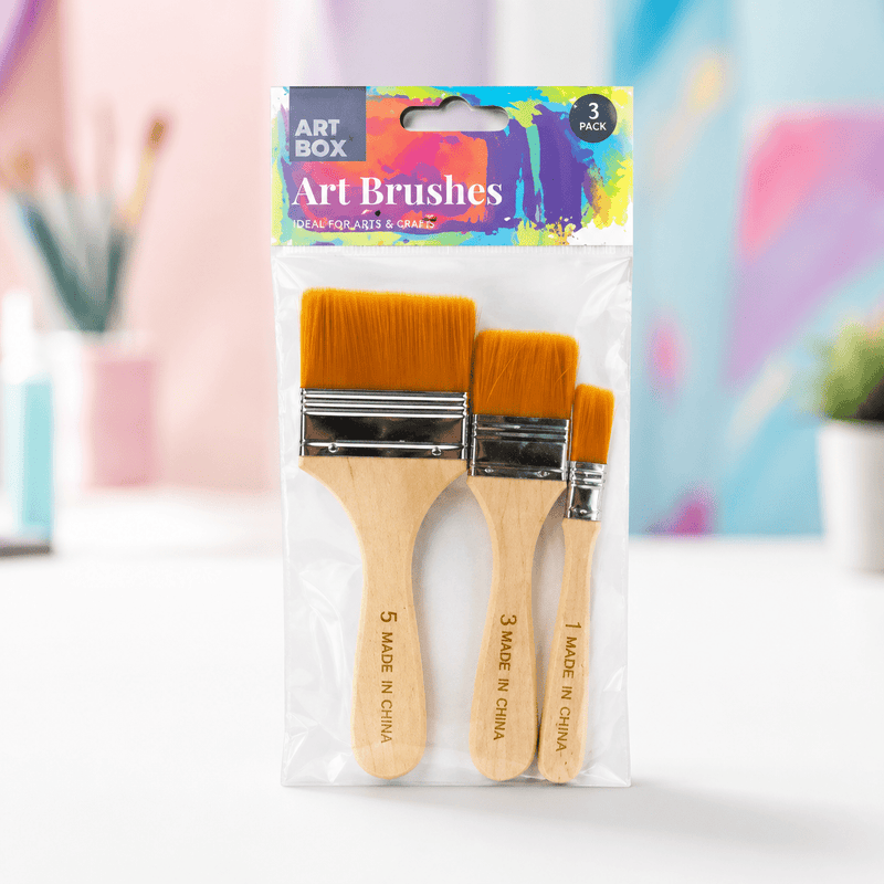 Large Flat Paint Brush Set | 3 Easy-Grip Brushes - Boxful Events