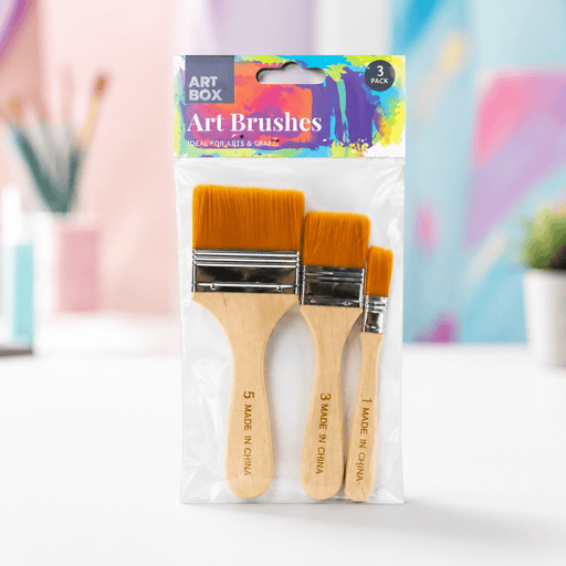 Large Flat Paint Brush Set | 3 Easy-Grip Brushes - Boxful Events