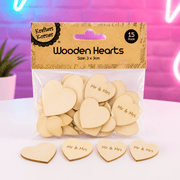 Mr & Mrs Wooden Hearts | 15 Pack - Boxful Events