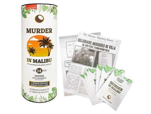 Murder in Malibu – Murder Mystery Dinner Party Game for 6–8 Players (Ages 14+) - Boxful Events
