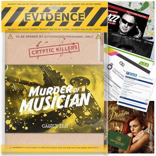 Murder of a Musician – Detective Case File Murder Mystery Game | Hard Difficulty | Approx. 3.5 Hours | 1–6 Players - Boxful Events