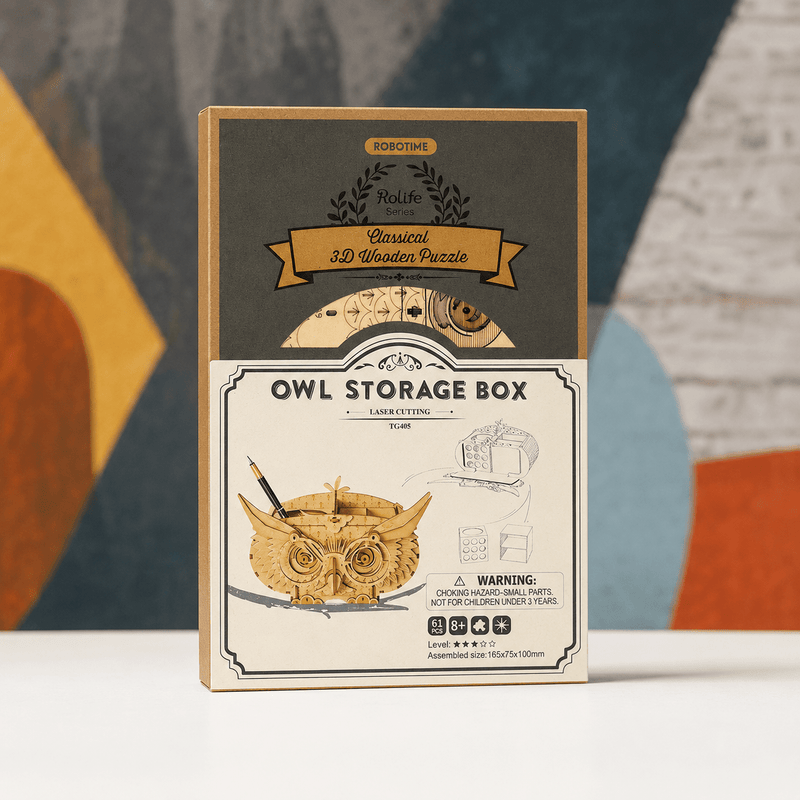 Owl Storage Box 3D Wooden Puzzle Kit - Boxful Events