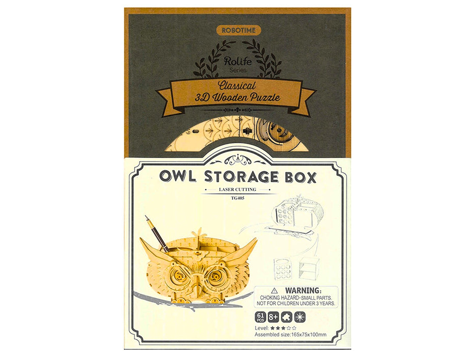 Owl Storage Box 3D Kit: 3D Wooden Puzzle