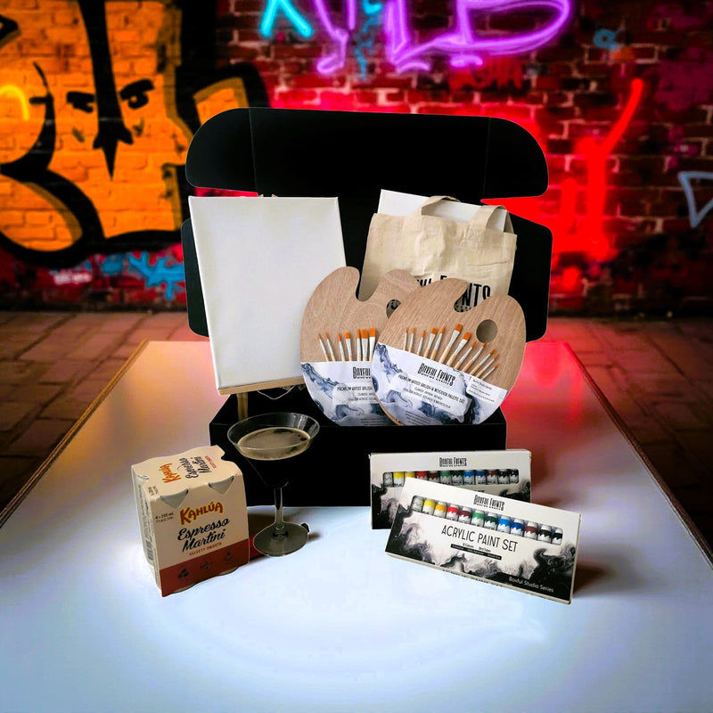 Paint & Sip at Home with Cocktails – Espresso Martini Paint Night Kit | For 2 People - Boxful Events