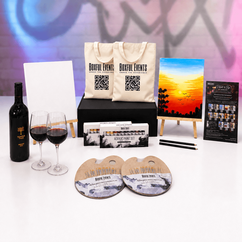 Paint & Sip at Home With Wine | For 2 People | Free Shipping - Boxful Events