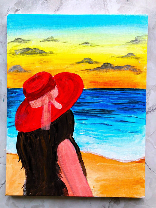 Painting Video Tutorial: step by step video tutorial to paint the girl on the beach - Boxful Events