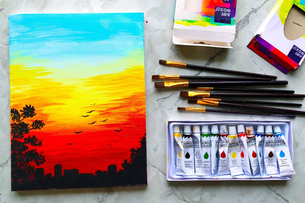 Painting Video Tutorial: step by step video tutorial to paint the perfect sunset! - Boxful Events