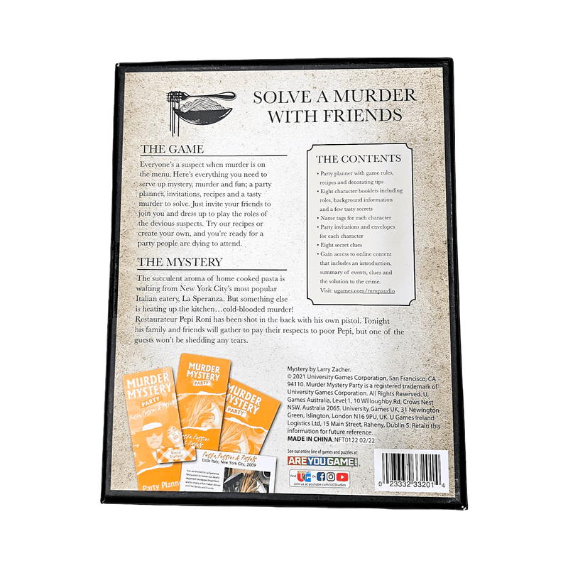 Pasta, Passion & Pistols – Murder Mystery Dinner Party Game | 8 Players | Ages 18+ - Boxful Events