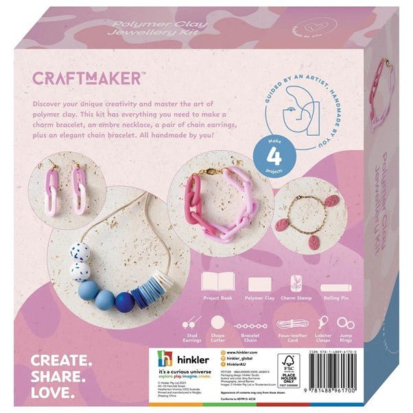Polymer Clay Jewellery Kit – DIY Craft Gift Set | Make Earrings, Bracelets & Necklaces | Relaxing Screen - Free Activity Australia - Boxful Events