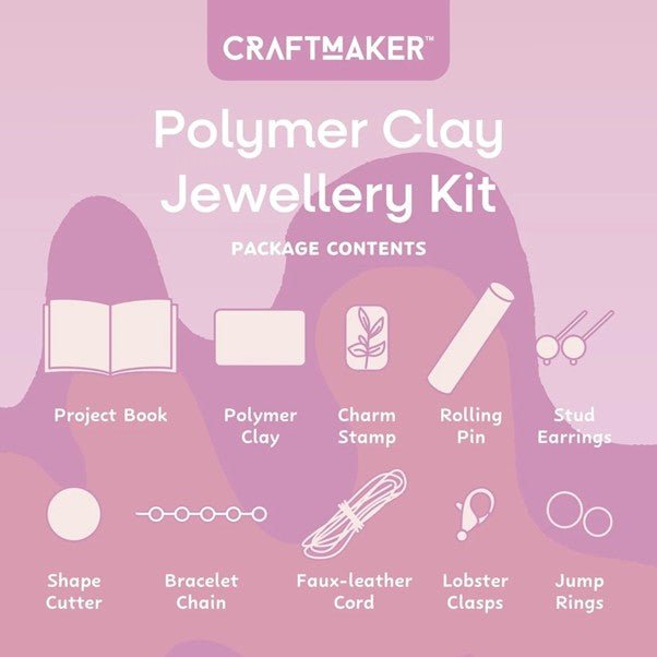Polymer Clay Jewellery Kit – DIY Craft Gift Set | Make Earrings, Bracelets & Necklaces | Relaxing Screen - Free Activity Australia - Boxful Events