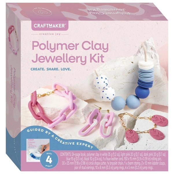 Polymer Clay Jewellery Kit – DIY Craft Gift Set | Make Earrings, Bracelets & Necklaces | Relaxing Screen - Free Activity Australia - Boxful Events