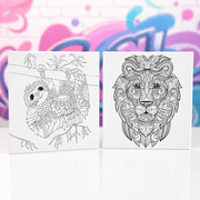 Pre-Printed Animal Canvas | 30 x 30cm | Lion or Meerkat - Boxful Events