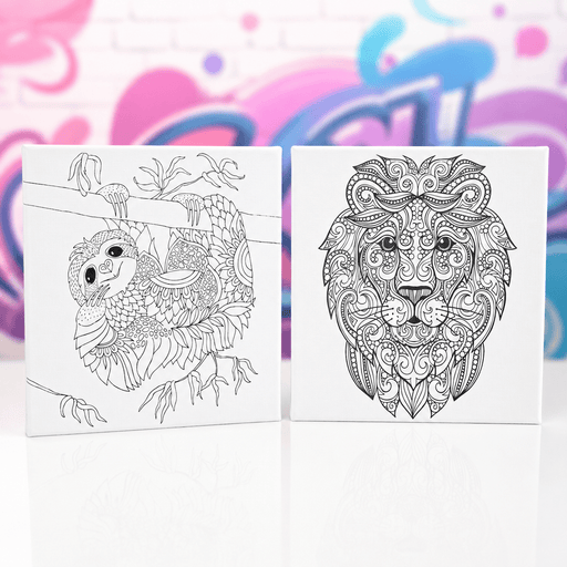 Pre-Printed Animal Canvas | 30 x 30cm | Lion or Meerkat - Boxful Events