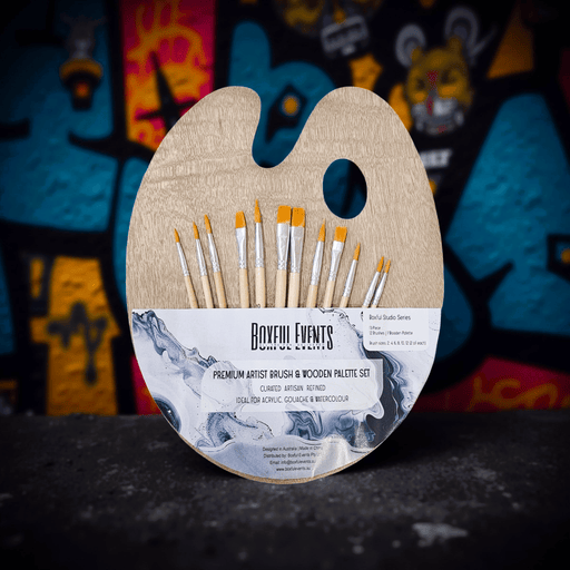 Professional Paint Brush & Wooden Palette Set | 13 - Piece Artist Kit | Boxful Events Australia - Boxful Events