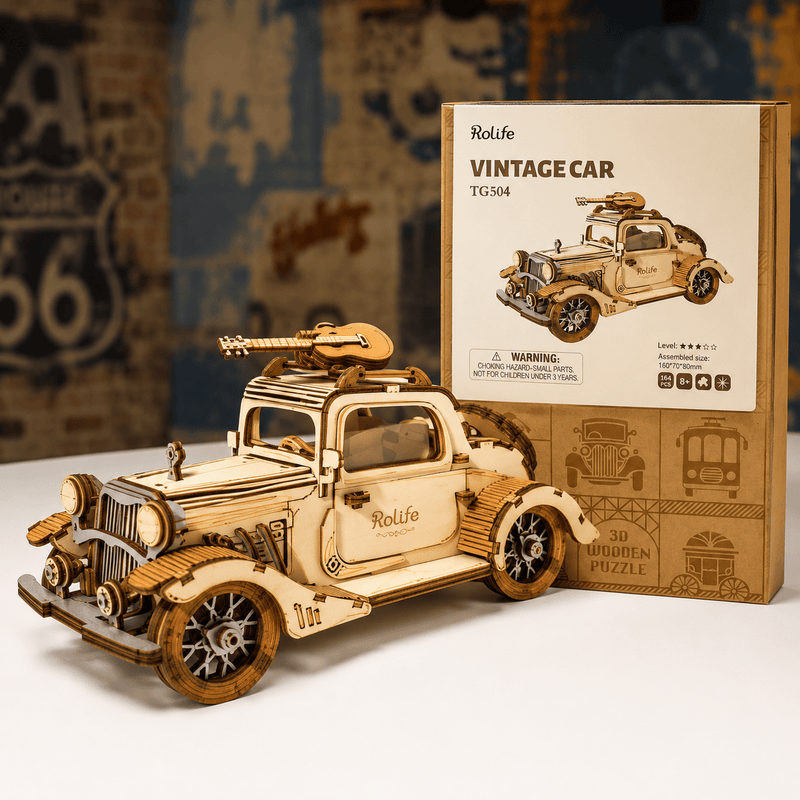 Rolife Vintage Car 3D Wooden Puzzle Kit - Boxful Events
