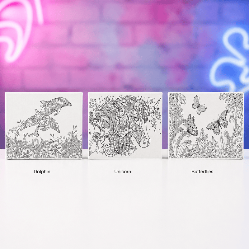 Small Printed Canvas | Dolphin, Unicorn or Butterflies - Boxful Events