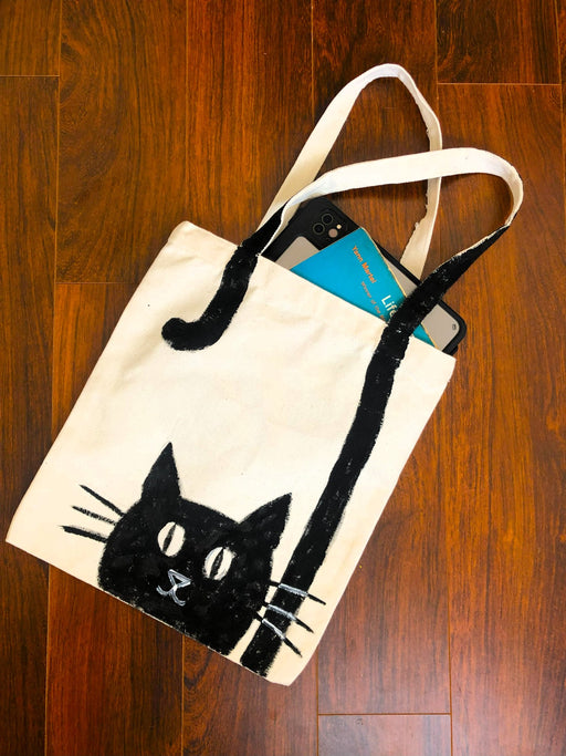 Tote Bag Painting Video Tutorial: step by step video tutorial to paint the cutest cat - Boxful Events