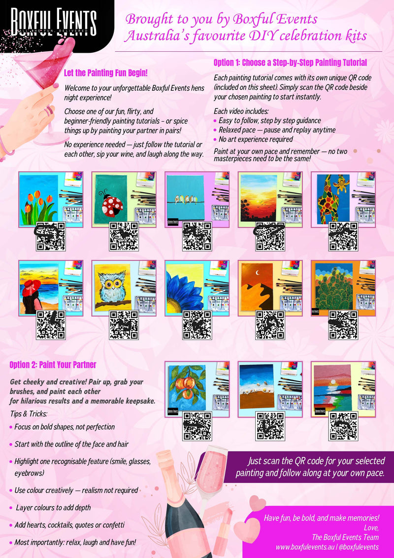 Hens Night Paint & Sip Party Kit | Fun Hen Party Painting Activity | Australia-Wide Delivery