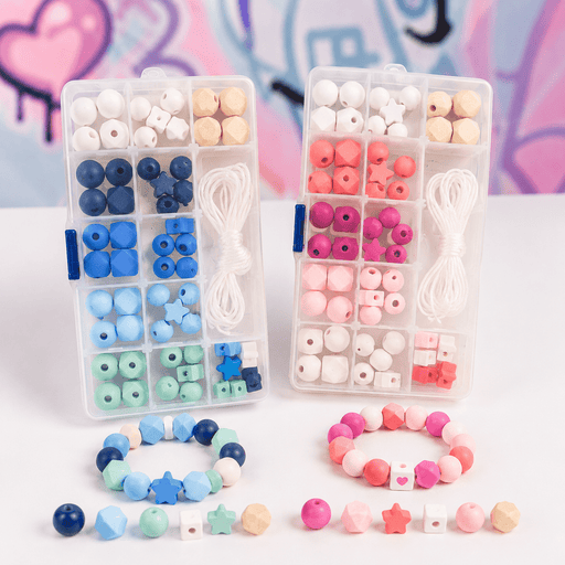 Wooden Bead Bracelet Making Kit | Pink or Blue - Boxful Events