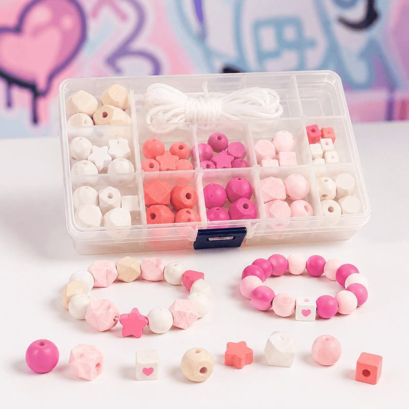 Wooden Bead Bracelet Making Kit | Pink or Blue - Boxful Events