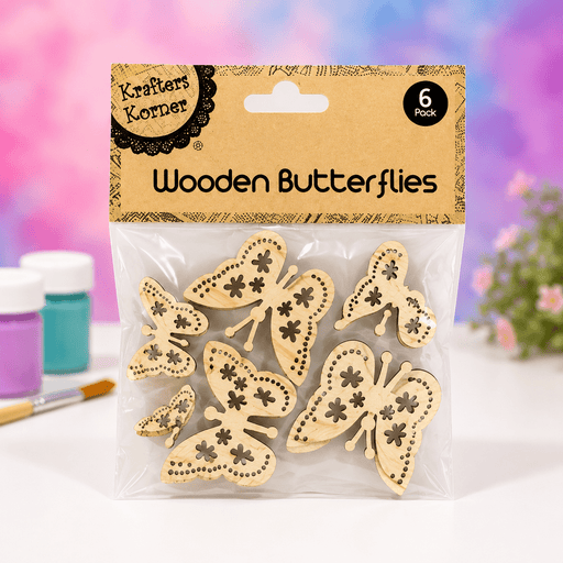Wooden Hearts or Butterflies Craft Shapes | 6 Pack - Boxful Events