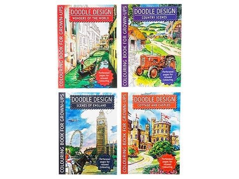 Adult Colouring Book and Colouring Pencils: Doodle Design (4 to choose from!) - Boxful Events