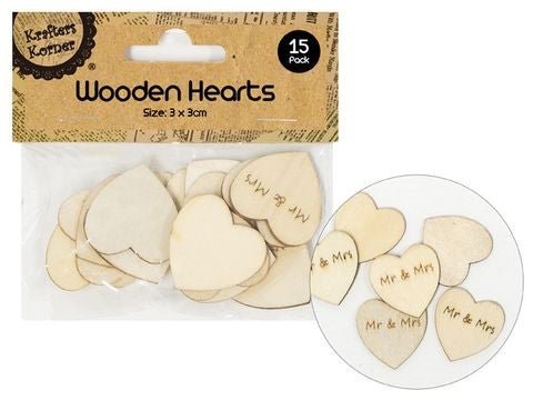 Elegant Mr & Mrs Wood Hearts for Weddings and Hen's Nights - Boxful Events