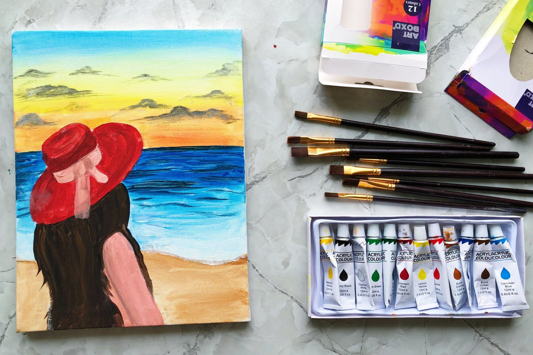 Painting Video Tutorial: step by step video tutorial to paint the girl on the beach - Boxful Events